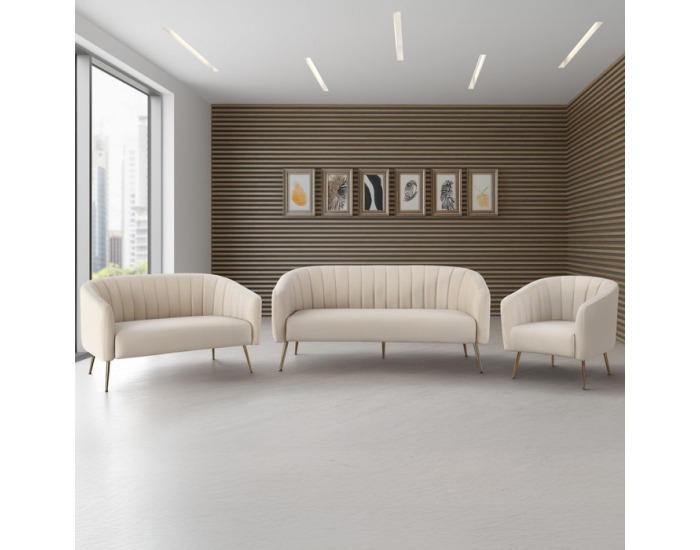 Trojsedačka Bagy - béžová (Velvet) / zlatá