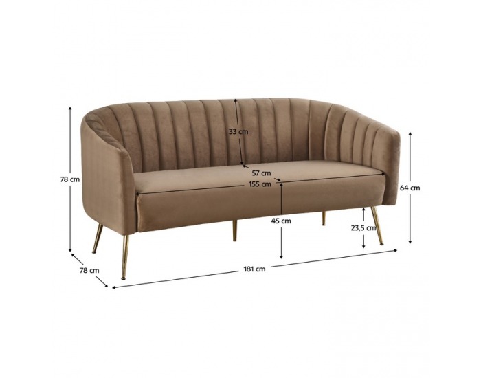 Trojsedačka Bagy - hnedá (Velvet) / zlatá