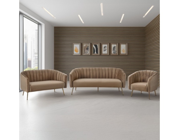 Trojsedačka Bagy - hnedá (Velvet) / zlatá