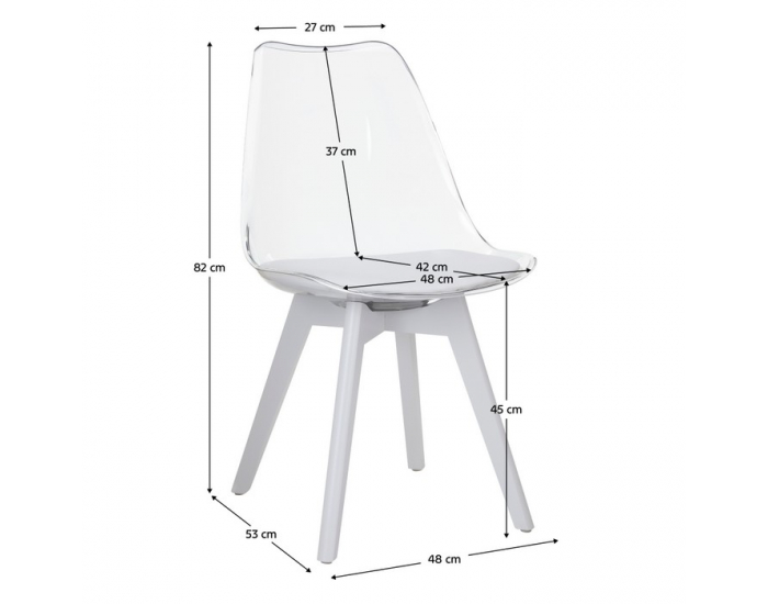 Jedálenská stolička Bali 3 New - transparentná biela / biela