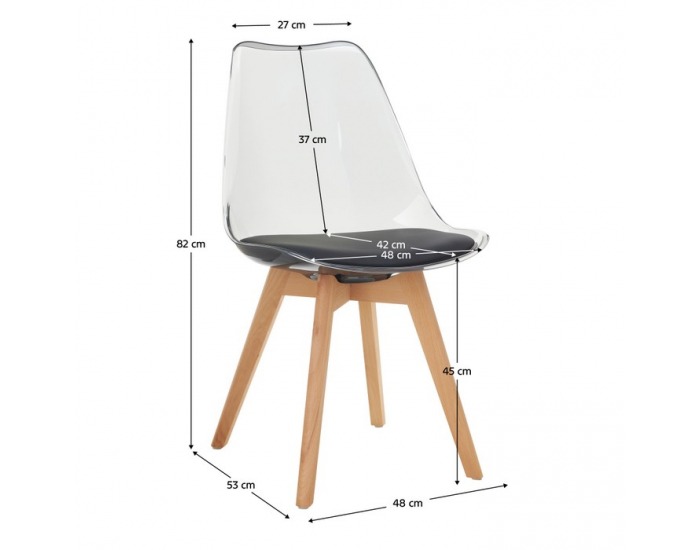 Jedálenská stolička Bali 3 New - transparentná čierna / buk