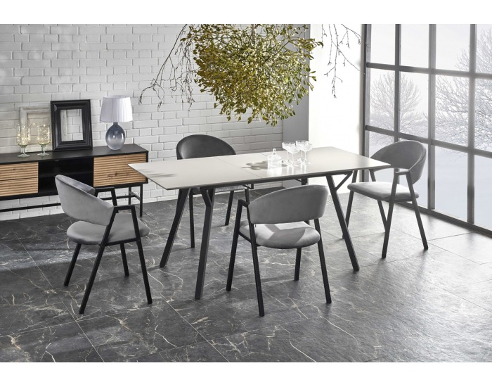 Rozkladací jedálenský stôl Balrog 2 - svetlosivá / čierna