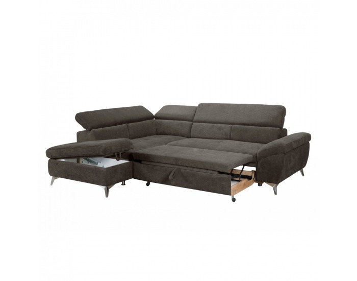 Rohová sedačka s rozkladom a úložným priestorom Bara Roh L - hnedá