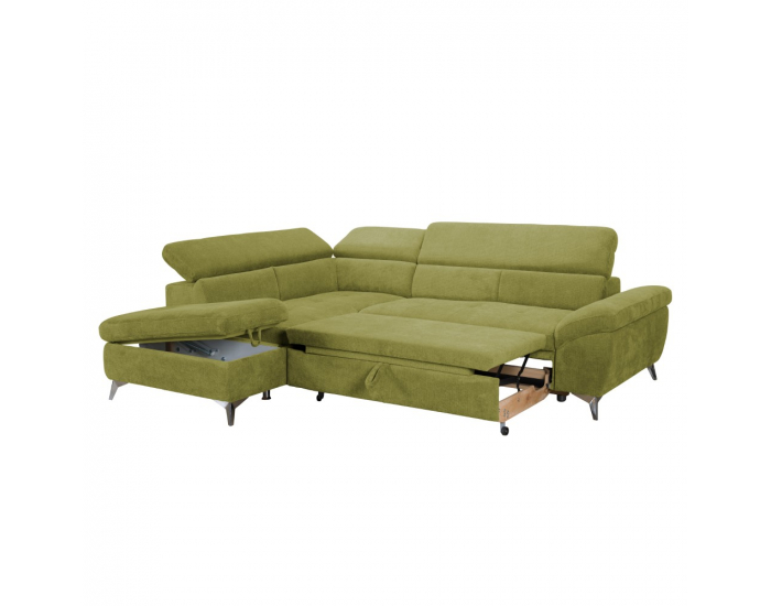 Rohová sedačka s rozkladom a úložným priestorom Bara Roh L - zelená