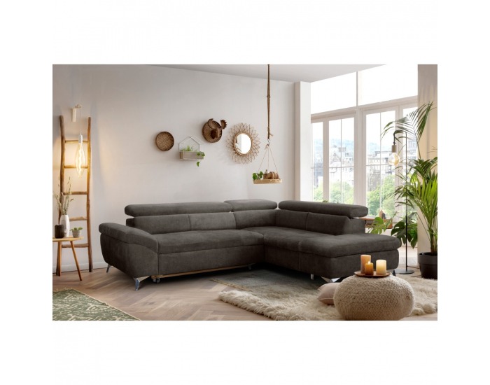 Rohová sedačka s rozkladom a úložným priestorom Bara Roh P - hnedá