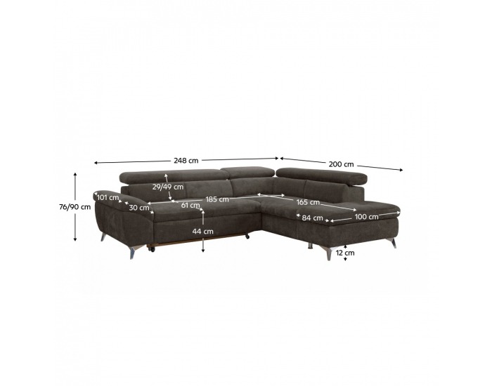 Rohová sedačka s rozkladom a úložným priestorom Bara Roh P - hnedá