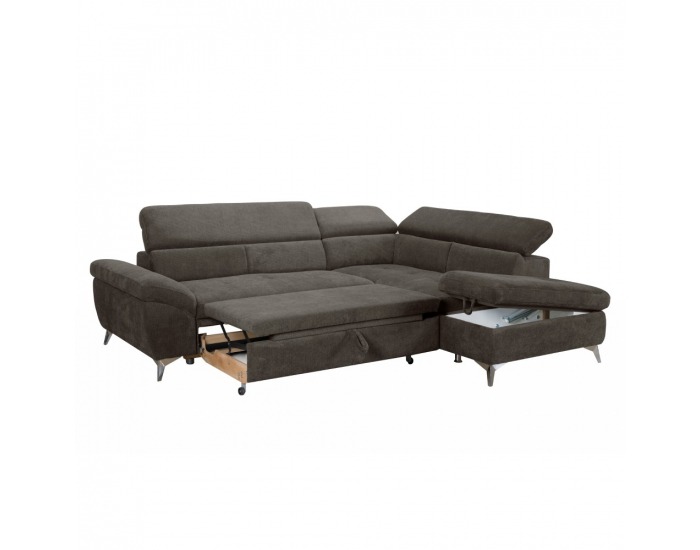 Rohová sedačka s rozkladom a úložným priestorom Bara Roh P - hnedá