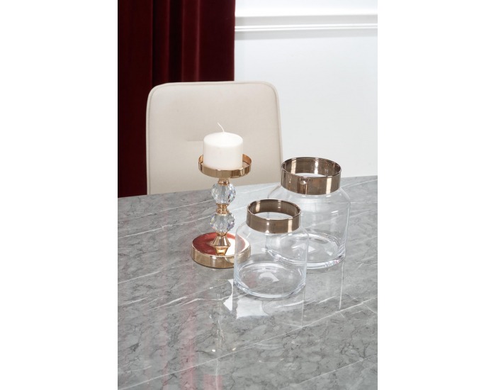 Jedálenský stôl Barcano - sivý mramor / zlatá