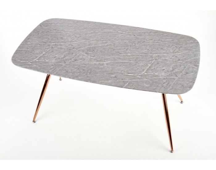 Jedálenský stôl Barcano - sivý mramor / zlatá