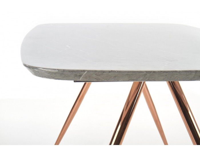 Jedálenský stôl Barcano - sivý mramor / zlatá