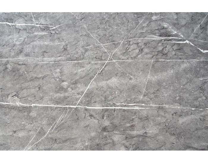 Jedálenský stôl Barcano - sivý mramor / zlatá