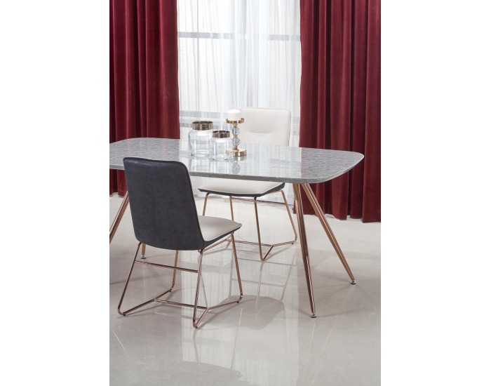Jedálenský stôl Barcano - sivý mramor / zlatá