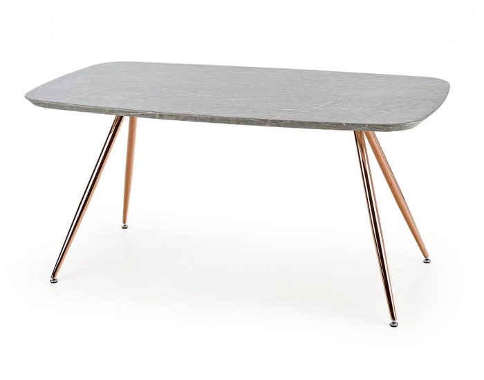 Jedálenský stôl Barcano - sivý mramor / zlatá