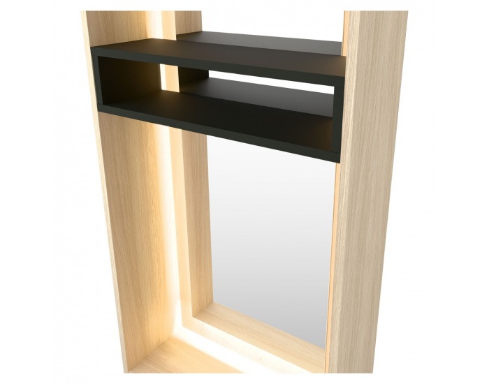 Panel so zrkadlom a LED osvetlením Barcelone - dub barista