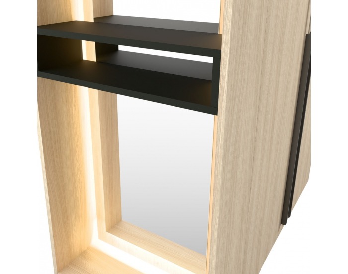 Panel so zrkadlom a LED osvetlením Barcelone - dub barista