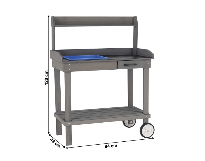 Záhradný pracovný stôl s umývadlom Bardy - sivá / čierna