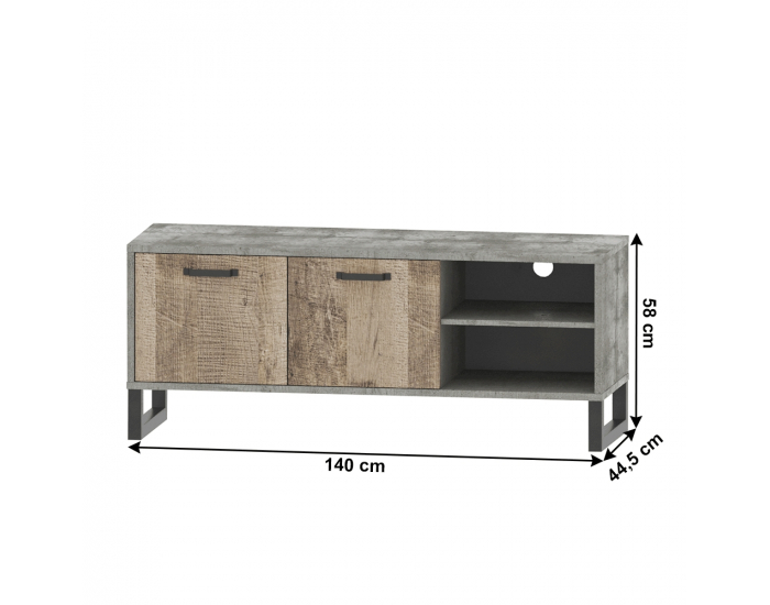 TV stolík Baria 2D/140 - dub pieskový / sivá