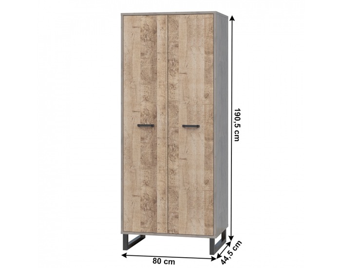 Dvojdverová predsieňová skriňa Baria 2D/80 - dub pieskový / sivá
