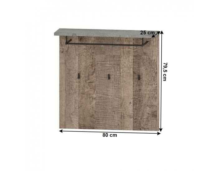 Vešiakový panel Baria 80 - dub pieskový / sivá