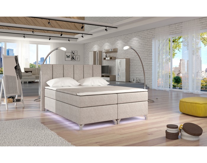 Čalúnená manželská posteľ s úložným priestorom Barino 140 - béžová (Dora 21)