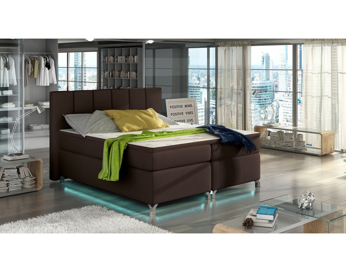 Čalúnená manželská posteľ s úložným priestorom Barino 140 - tmavohnedá (Soft 66)