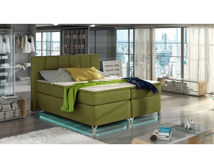 Čalúnená manželská posteľ s úložným priestorom Barino 140 - zelená