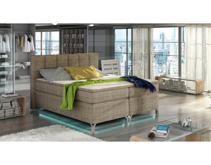 Čalúnená manželská posteľ s úložným priestorom Barino 160 - cappuccino