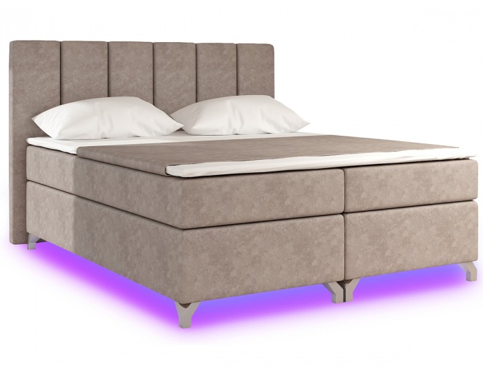 Čalúnená manželská posteľ s úložným priestorom Barino 160 - svetlohnedá
