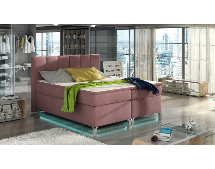 Čalúnená manželská posteľ s úložným priestorom Barino 180 - ružová