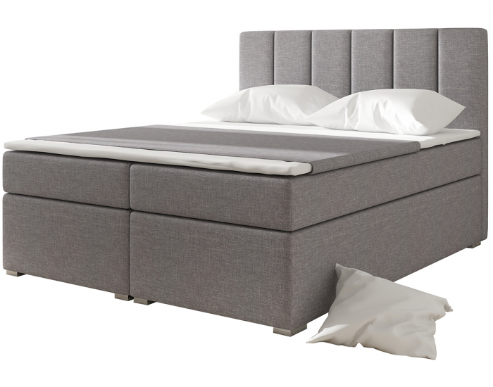 Čalúnená manželská posteľ s úložným priestorom Barmo 140 - svetlosivá