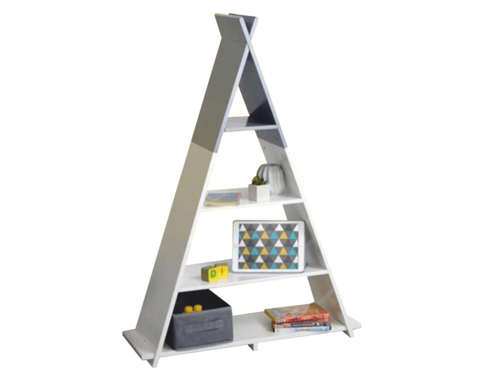 Detský policový regál Barnie - biela / sivá