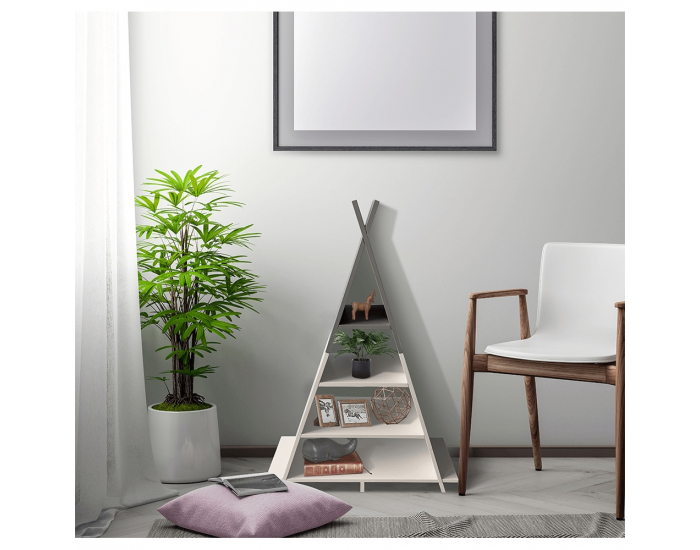 Detský policový regál Barnie - biela / sivá