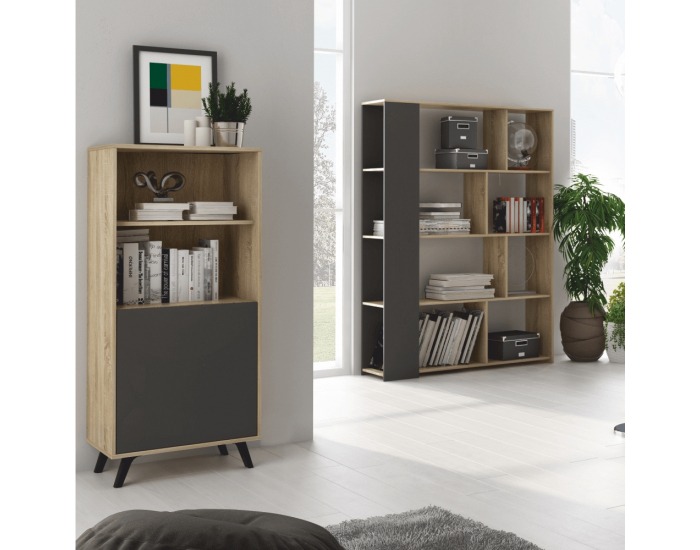 Barová komoda Huron - dub sonoma / sivá