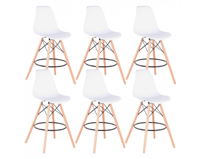 Barová stolička (6 ks) Carbry 2 New - biela / buk