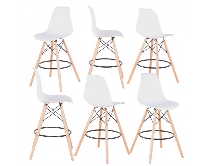 Barová stolička (6 ks) Carbry 2 New - biela / buk