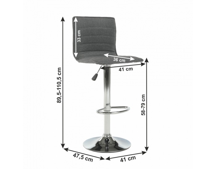Barová stolička Pinar - sivá / chróm