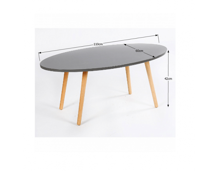 Oválny konferenčný stolík Bazzy 1 - sivá / prírodná