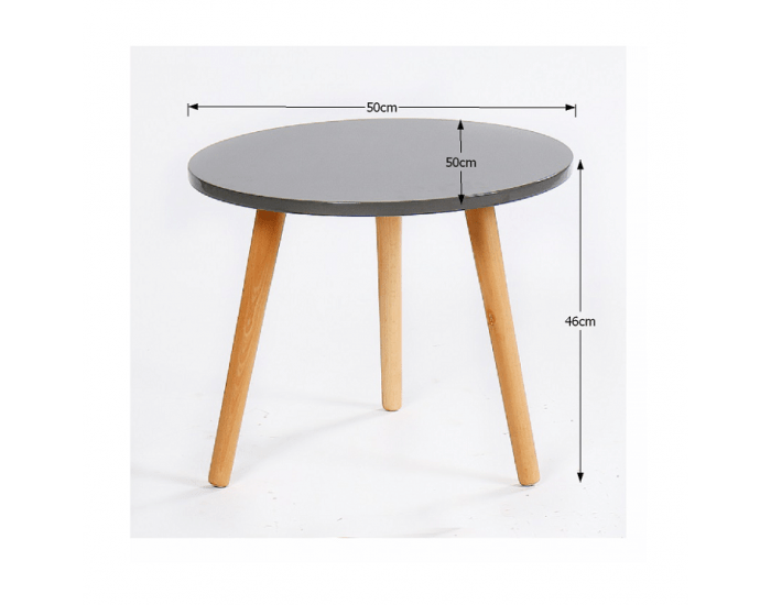 Okrúhly príručný stolík Bazzy 2 - sivá / prírodná