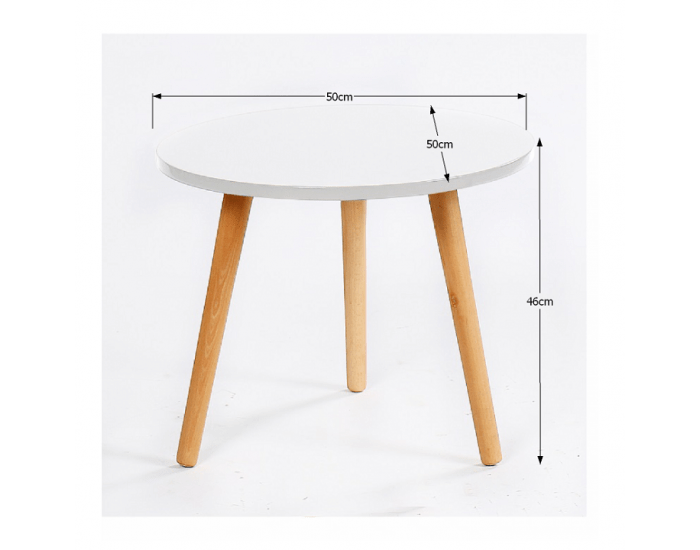 Okrúhly príručný stolík Bazzy 2 - biela / prírodná