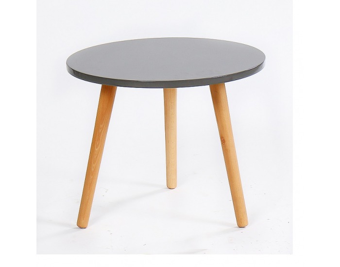 Okrúhly príručný stolík Bazzy 3 - sivá / prírodná