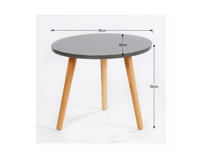 Okrúhly príručný stolík Bazzy 3 - sivá / prírodná