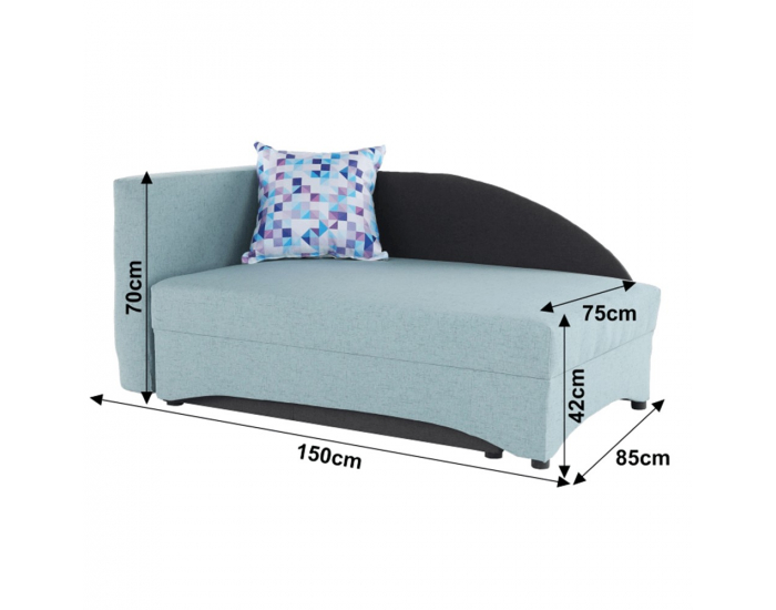 Rozkladacie kreslo s úložným priestorom Bella L - mentolová / sivá