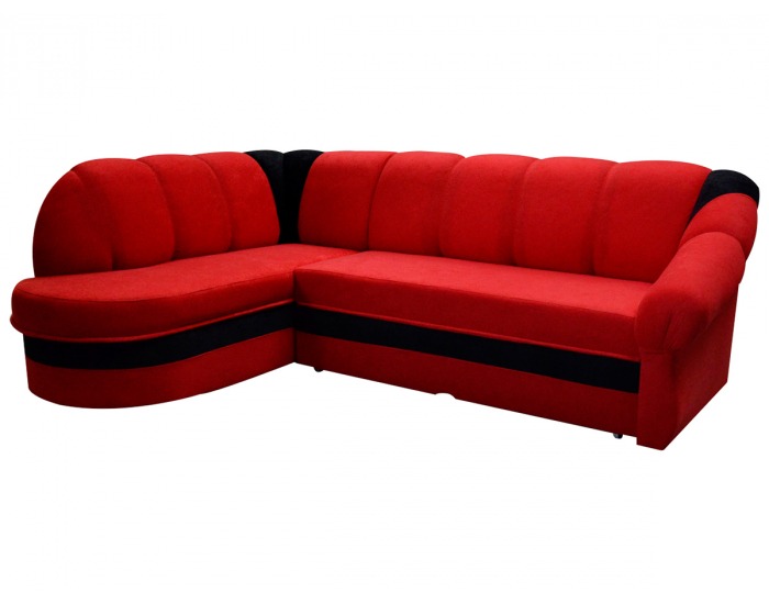 Rohová sedačka s rozkladom a úložným priestorom Belluno L - červená / čierna