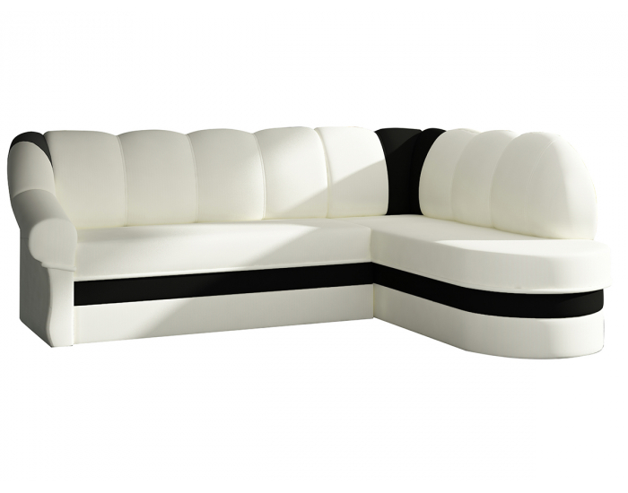 Rohová sedačka s rozkladom a úložným priestorom Belluno P - biela / čierna