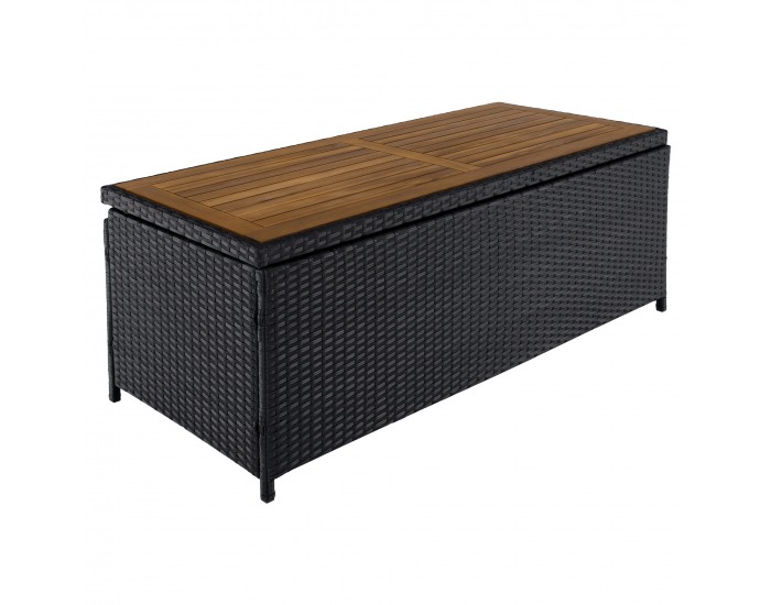 Záhradný úložný box / lavica Bemus - čierna, prírodná, krémová