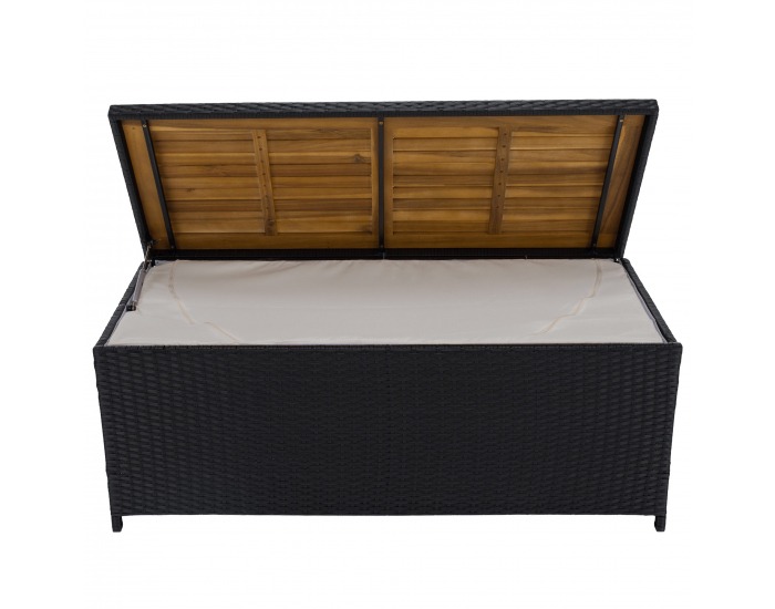 Záhradný úložný box / lavica Bemus - čierna, prírodná, krémová