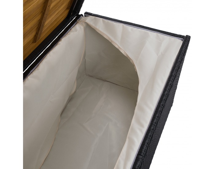 Záhradný úložný box / lavica Bemus - čierna, prírodná, krémová