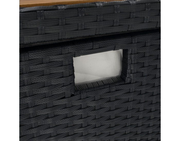 Záhradný úložný box / lavica Bemus - čierna, prírodná, krémová