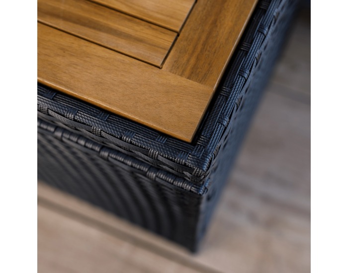 Záhradný úložný box / lavica Bemus - čierna, prírodná, krémová