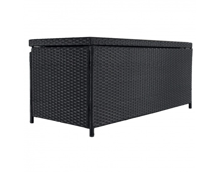 Záhradný úložný box / lavica Bemus - čierna, prírodná, krémová